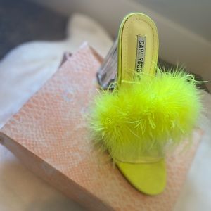 Lime green feather heels BRAND NEW!!! 💚